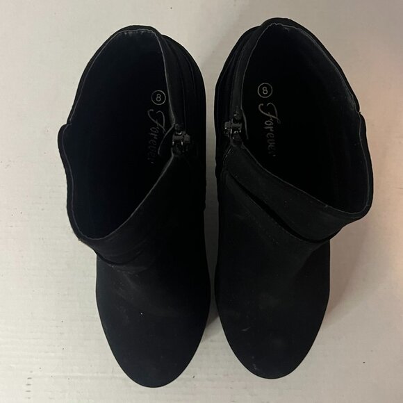 Forever 21 black suede wedge booties 8 - Picture 2 of 6
